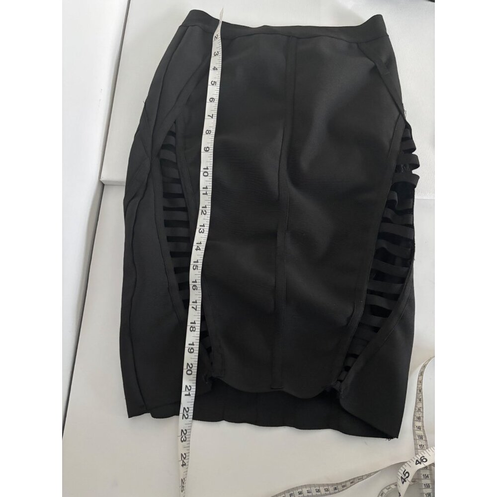 High Waist Skirt Size Medium Black Cutout Lattice Bodycon Stretch Bold Clubwear - Picture 7 of 16